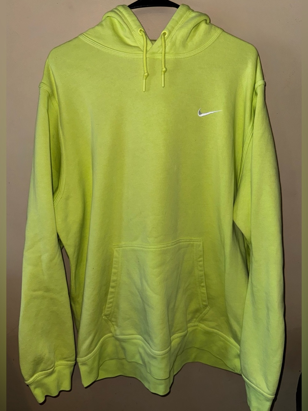 Nike Neon Yellow Pullover Hoodie with White Swoosh